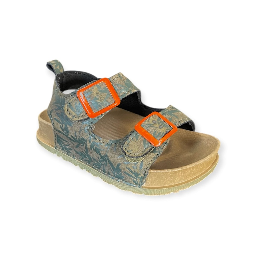 Double Buckle Toddler Baby Sandals Green Orange Boy’s size 5
